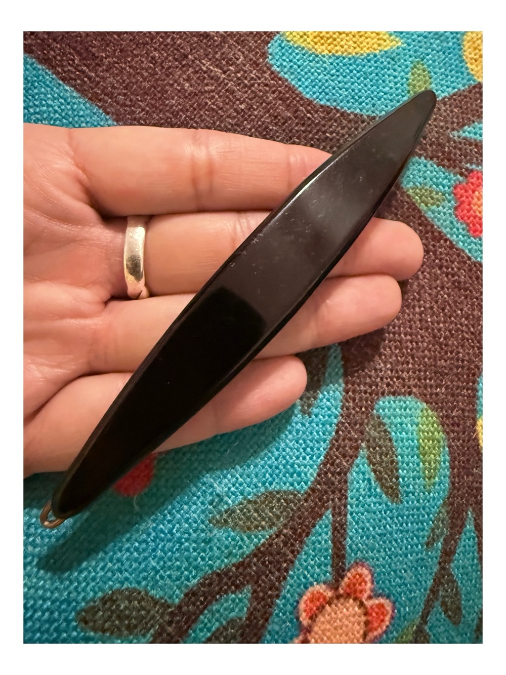 70’s Charles Wahba XL French Bar Barrette in Jet Black, Five Inches Long! Unwon